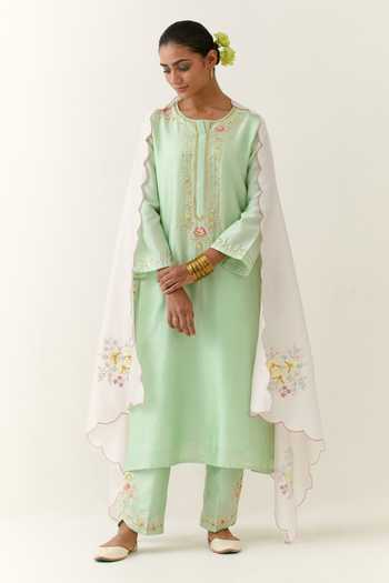 Anantaa By Roohi Silk Chanderi Embroidered Kurta Palazzo Set 