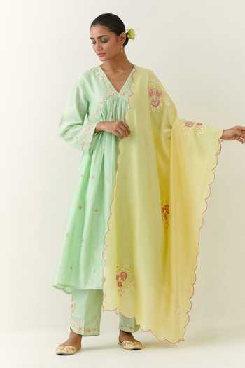 Anantaa By Roohi Silk Chanderi Gathered Kurta Palazzo Set 