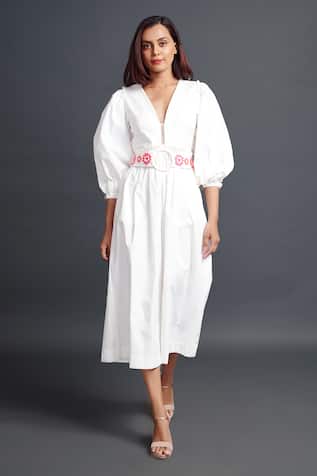 Deepika Arora Monochrome Puff Sleeve Jumpsuit With Belt 