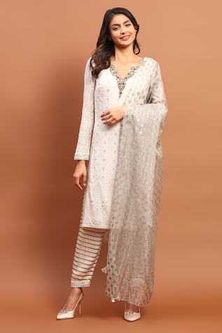 Soniya G Chikankari Embroidered Kurta Pant Set