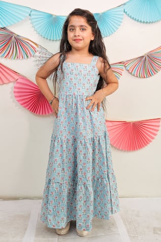 Tiny Colour Cotton Printed Tiered Dress 