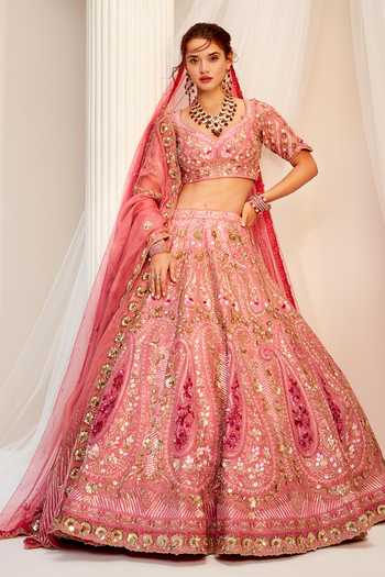 Rachit Khanna Paisley Sequin Embroidered Bridal Lehenga Set 