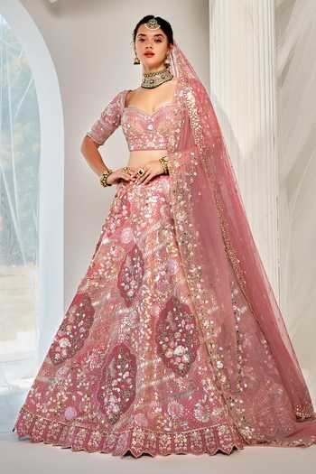 Rachit Khanna Glass Beads & Sequin Embroidered Bridal Lehenga Set 