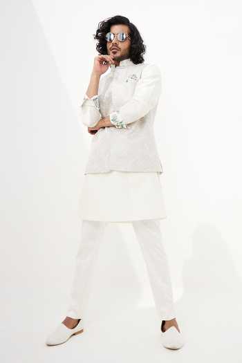 Arjan Dugal Chanderi Silk Solid Kurta Set 