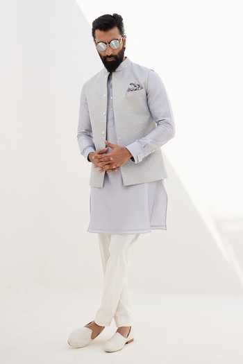 Arjan Dugal Plain Chanderi Silk Kurta Set 