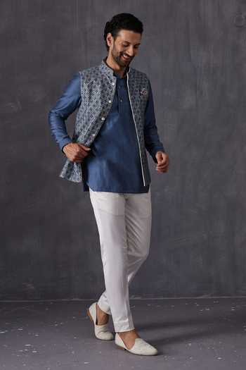 Arjan Dugal Floral Embroidered Bundi 