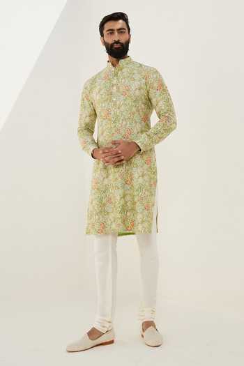 Arjan Dugal Garden Print Kurta With Churidar 