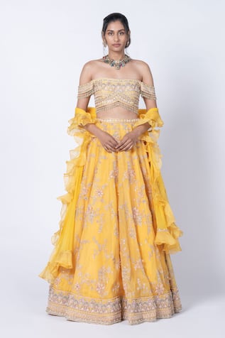 KYROSS Floral Hand Embroidered Lehenga Set 