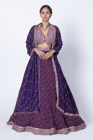 KYROSS Floral Jaal Print Lehenga Set 