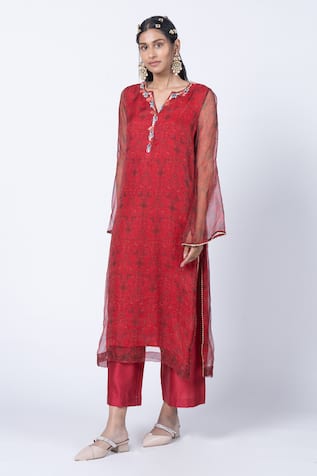 KYROSS Jaal Print Kurta & Palazzo Set 