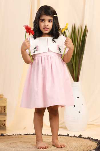 Casa Ninos Linen Collar Embroidered Dress 