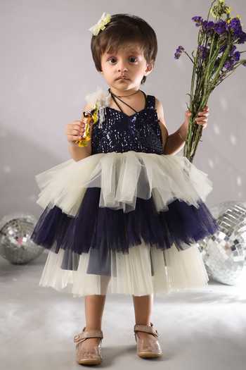 Casa Ninos Layered Sequin Embroidered Dress 