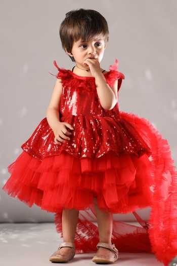 Casa Ninos Sequin Embroidered Net Dress 