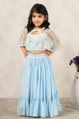 Casa Ninos Embroidered Cape Lehenga Set 