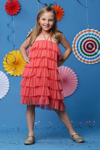 Casa Ninos Halter Neck Layered Ruffle Dress 