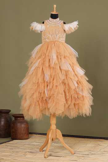 Casa Ninos Embroidered Yoke Ruffled Gown 
