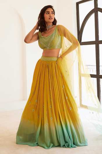 Sonal Pasrija Ombre Pearl Embroidered Lehenga Set 