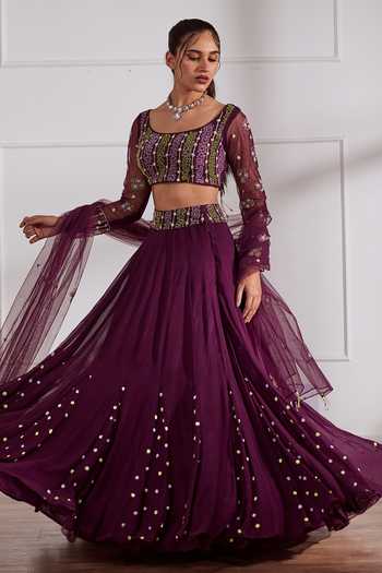 Sonal Pasrija Embroidered Godet Panelled Lehenga Set 