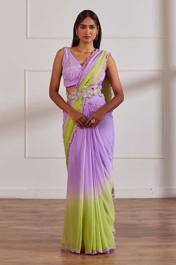 Sonal Pasrija Pre-Draped Ombre Saree & Blouse Set 