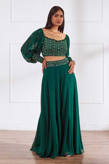 Sonal Pasrija Off Shoulder Sequin Embellished Top With Sharara 