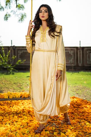 The Home Affair Draped Marodi Work Kurta Set 
