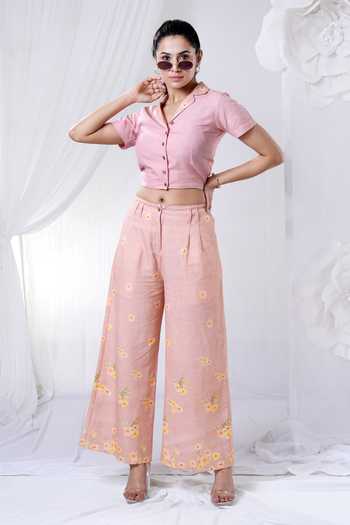 HOUSE OF TA-YA Crop Top & Floral Print Pant Set 