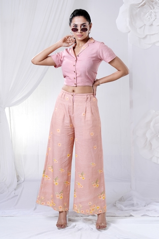 House Of TA-YA Crop Top & Floral Print Pant Set