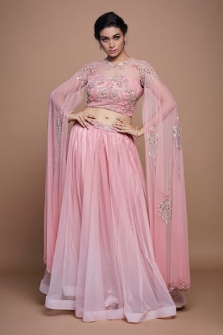 Hand Embroidered Blouse & Lehenga Set 