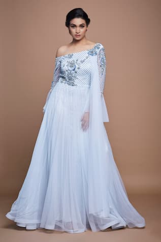 Floral Embroidered Bodice Gown 