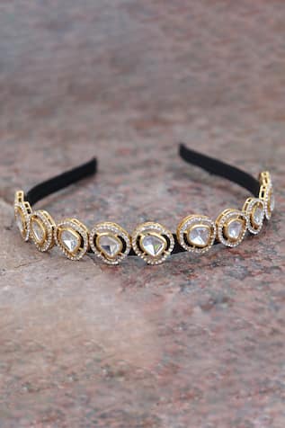 Circular Crystal Studded Brooch Hairband 