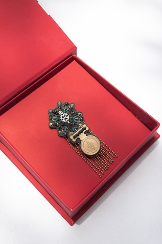 S&N by Shantnu Nikhil Bead Embroidered Crest Brooch