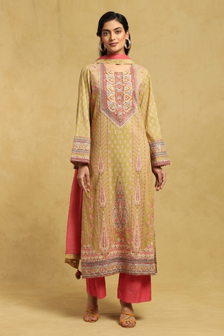 Ritu Kumar Cotton Floral Print Straight Kurta Set