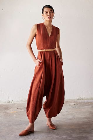 Kharakapas Morning Glory Linen Jumpsuit 