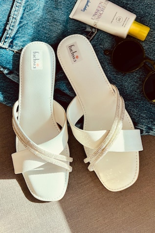 Summer Crystal Embroidered Sliders 