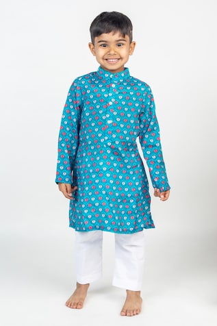 Lotus Print Kurta & Pant Set 
