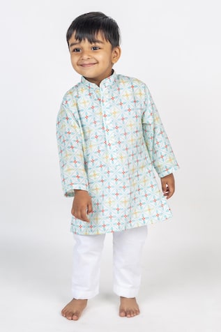 MR Brat Geometric Jaal Print Kurta & Pant Set 