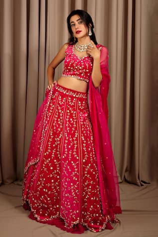 Shloka Sudhakar Zari Flower Embroidered Lehenga Set 