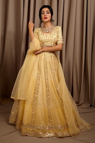 Shloka Sudhakar Sequin & Thread Embroidered Lehenga Set 