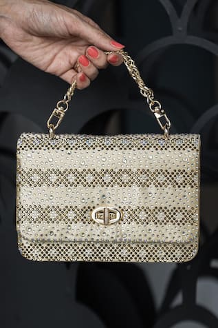 House Of Bio Chloe Crystal Stone Embellished Clutch 