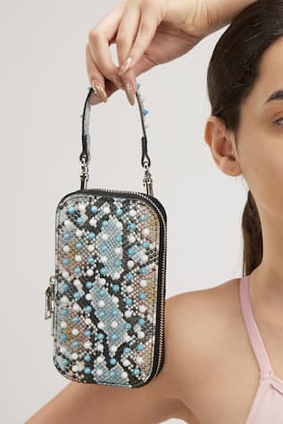 House Of Bio Hana Metallic Stud Embellished Mobile Bag 