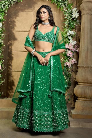 Aariyana Couture Flower Embroidered Bridal Lehenga Set 