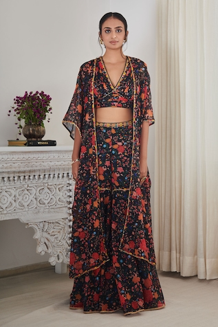 Shasha Gaba Floral Print Jacket Set