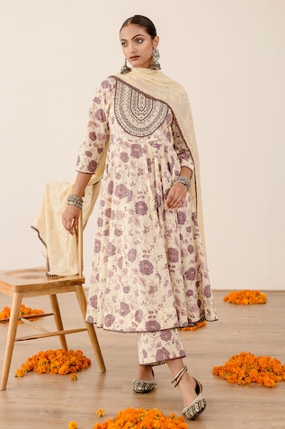Gulabo Jaipur Sonam Flower Print Anarkali Pant Set