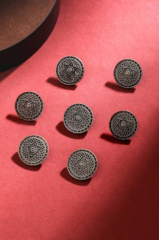 Spiral Stardust Carved Buttons - Set of 7 