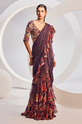 Divya Aggarwal Floral Print Saree With Blouse 