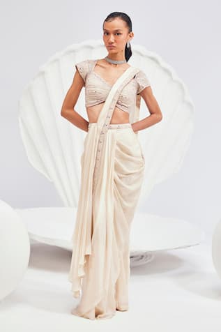 Divya Aggarwal Pre-Draped Embellished Saree With Blouse 