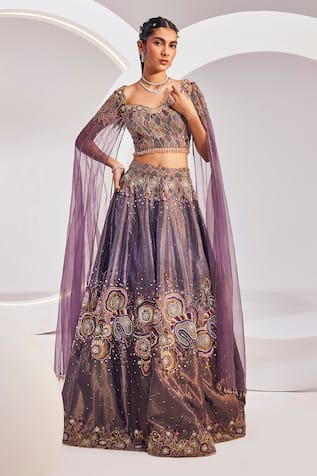 Divya Aggarwal Sequin and Bead Embellished Lehenga Set 