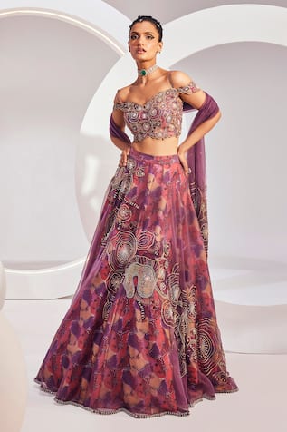 Divya Aggarwal Bead Embellished Bridal Lehenga Set 