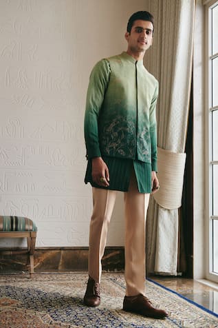 Ombre Zari Embroidered Silk Bundi 