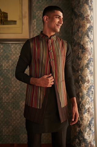 Philocaly Weft Silk Woven Striped Bundi